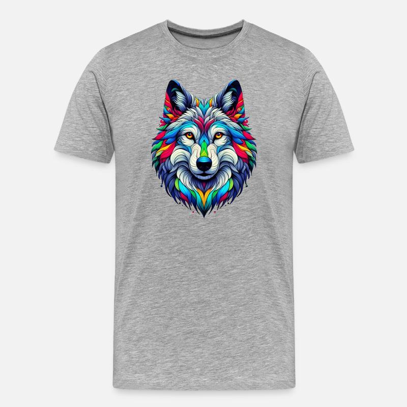 Wolf - Männer Premium Bio T-Shirt - Grau meliert