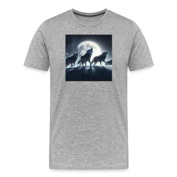 The Howl of the Wolves - Men's Premium Organic T-Shirt - heather grey - Front - Damien (186cm)