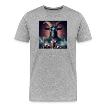 Satan anrufen - Männer Premium Bio T-Shirt - Grau meliert - Vorne - Damien (186cm)