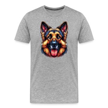 Berger allemand - T-shirt bio Premium Homme - gris chiné - Devant - Damien (186cm)