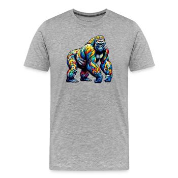 Gorilla - Männer Premium Bio T-Shirt - Grau meliert - Vorne - Damien (186cm)