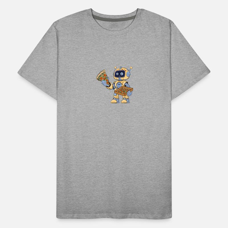 Roboter isst Pizza Männer Premium Bio T-Shirt