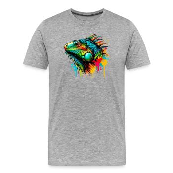 Leguan - Männer Premium Bio T-Shirt - Grau meliert - Vorne - Damien (186cm)