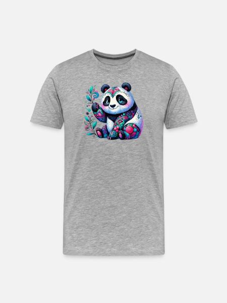Panda - Men's Premium Organic T-Shirt - heather grey