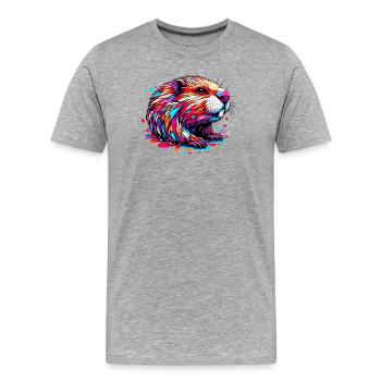 Castor - T-shirt bio Premium Homme - gris chiné - Devant - Damien (186cm)