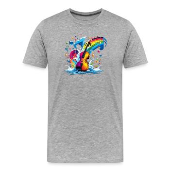 Violon fantastique aux couleurs vives - T-shirt bio Premium Homme - gris chiné - Devant - Damien (186cm)