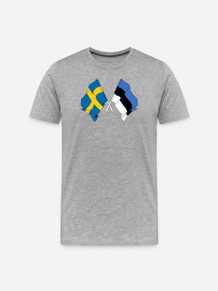 Drapeau Suède, drapeau Estonie - T-shirt bio Premium Homme - gris chiné