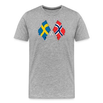Drapeau de la Suède, drapeau de la Norvège - T-shirt bio Premium Homme - gris chiné - Devant - Damien (186cm)