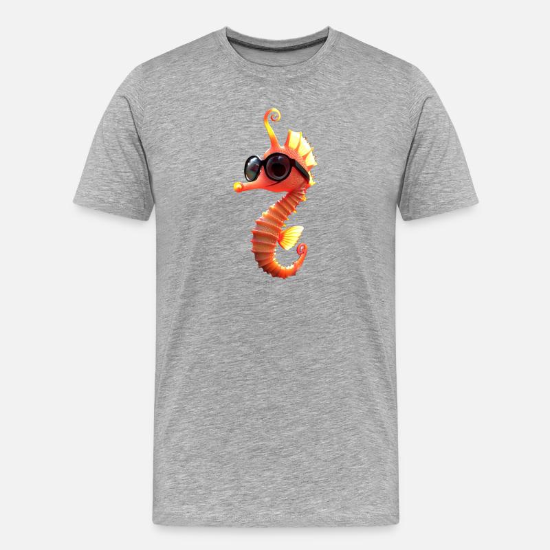 Seepferdchen Aquarist Angler Süßes Seepferdchen - Männer Premium Bio T-Shirt - Grau meliert