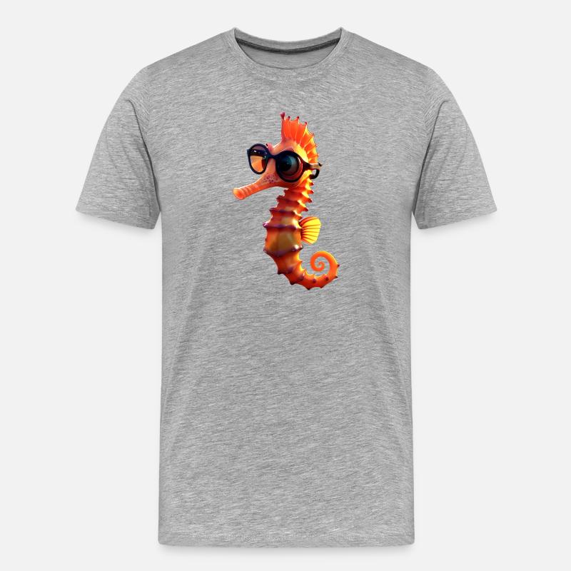 Seepferdchen Aquarist Angler Süßes Seepferdchen - Männer Premium Bio T-Shirt - Grau meliert