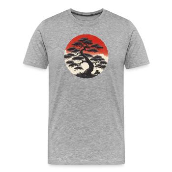 Paysage Asiatique - T-shirt bio Premium Homme - gris chiné - Devant - Damien (186cm)