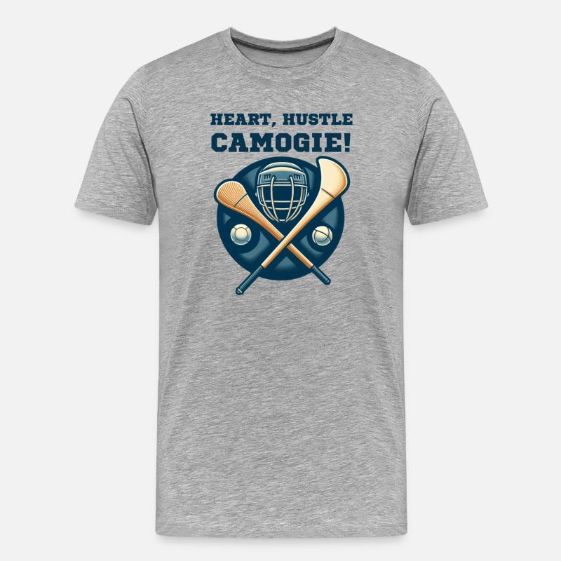 Herz, Hektik, Camogie! - Männer Premium Bio T-Shirt - Grau meliert