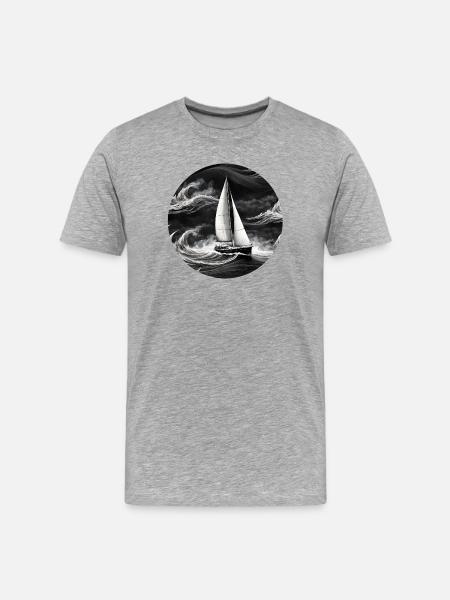 Monochromer Segler im Sturm - Männer Premium Bio T-Shirt - Grau meliert