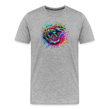 Gecko - T-shirt bio Premium Homme - gris chiné - Devant - Damien (186cm)