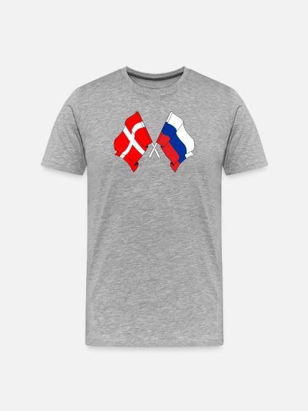 Drapeau Danemark, drapeau Russie - T-shirt bio Premium Homme - gris chiné