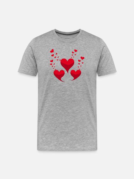 Red hearts - Men's Premium Organic T-Shirt - heather grey