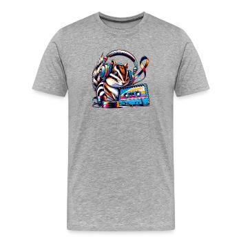 musikalisches Streifenhörnchen mit Kopfhörern - Männer Premium Bio T-Shirt - Grau meliert - Vorne - Damien (186cm)