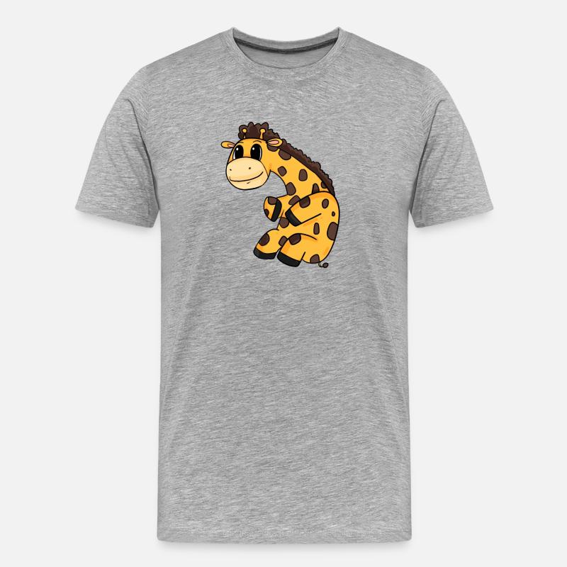 Giraffe - Männer Premium Bio T-Shirt - Grau meliert