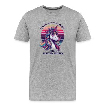 Mariée Drôle Enterrement de vie de jeune fille - T-shirt bio Premium Homme - gris chiné - Devant - Damien (186cm)