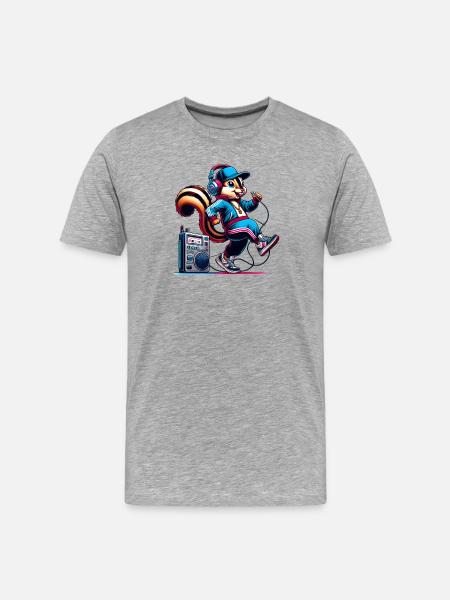 Cheerful chipmunk with headphones - Men's Premium Organic T-Shirt - heather grey