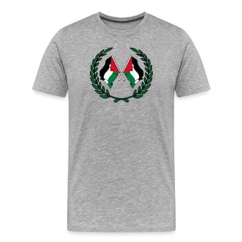 Palästinensische Flaggen im Lorbeerkranz - Männer Premium Bio T-Shirt - Grau meliert - Vorne - Damien (186cm)