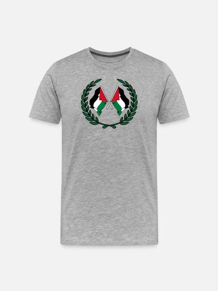 Palestinian flags in laurel wreath - Men's Premium Organic T-Shirt - heather grey