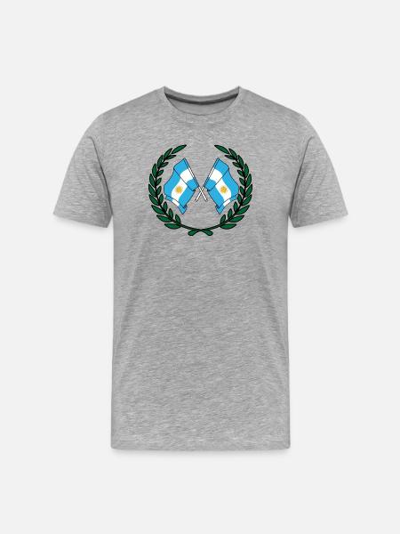 Flags Argentina in laurel wreath - Men's Premium Organic T-Shirt - heather grey