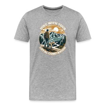 RANDONNEZ AVEC VOTRE FIDÈLE COMPAGNON - T-shirt bio Premium Homme - gris chiné - Devant - Damien (186cm)