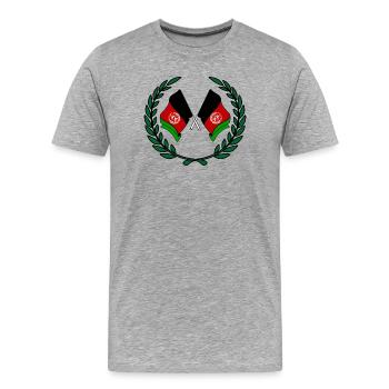 Flaggen Afghanistans im Lorbeerkranz - Männer Premium Bio T-Shirt - Grau meliert - Vorne - Damien (186cm)