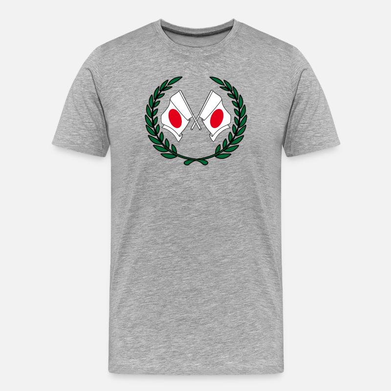 Flaggen Japans im Lorbeerkranz - Männer Premium Bio T-Shirt - Grau meliert