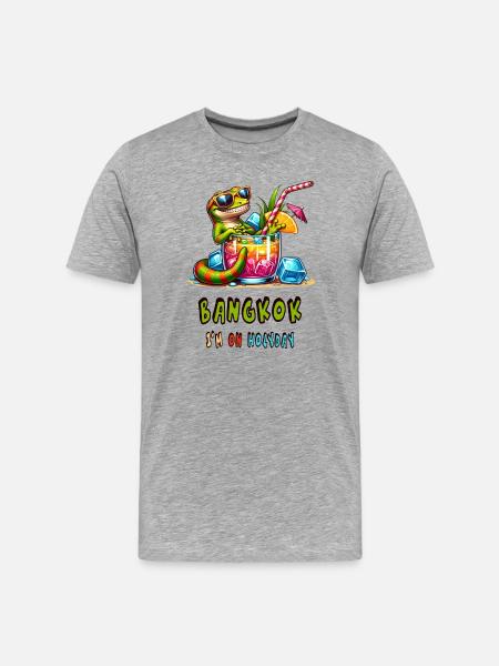 Gecko Bangkok Thailand Design - Men's Premium Organic T-Shirt - heather grey