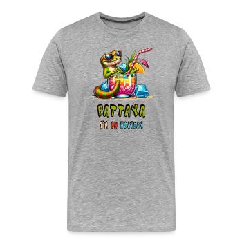 Gecko Pattaya Thailand Design - Männer Premium Bio T-Shirt - Grau meliert - Vorne - Damien (186cm)