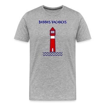 MAITRE. MAÎTRESSE. MERCI. MERCI MAÎTRESSE - T-shirt bio Premium Homme - gris chiné - Devant - Damien (186cm)