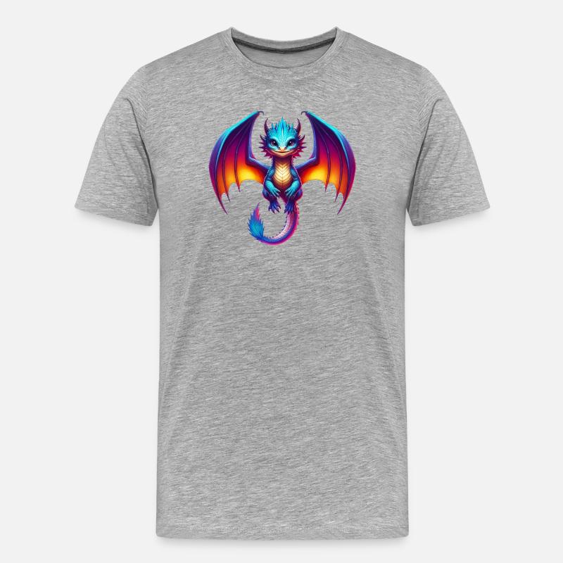 Drache - Männer Premium Bio T-Shirt - Grau meliert