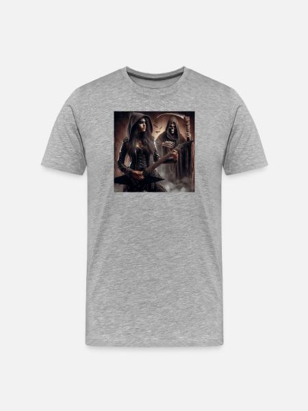 Guitariste et la faucheuse - T-shirt bio Premium Homme - gris chiné