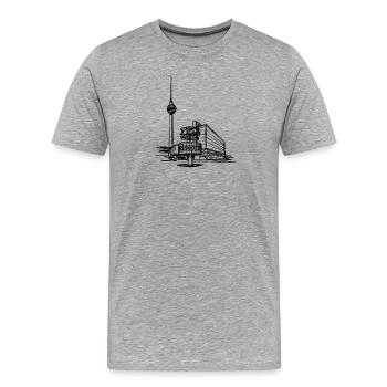 Berlin - Alex/Fernsehturm - Männer Premium Bio T-Shirt - Grau meliert - Vorne - Damien (186cm)