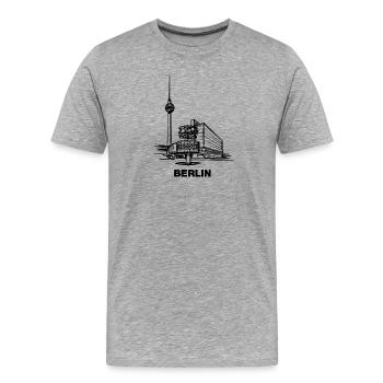 Berlin - Alex/Fernsehturm - Männer Premium Bio T-Shirt - Grau meliert - Vorne - Damien (186cm)