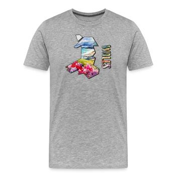 Watercolour Map Wales - Men's Premium Organic T-Shirt - heather grey - Front - Damien (186cm)