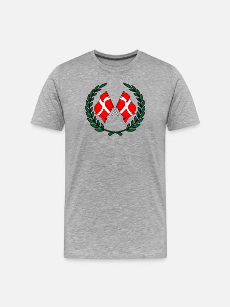 Denmark flags in laurel wreath - Men's Premium Organic T-Shirt - heather grey