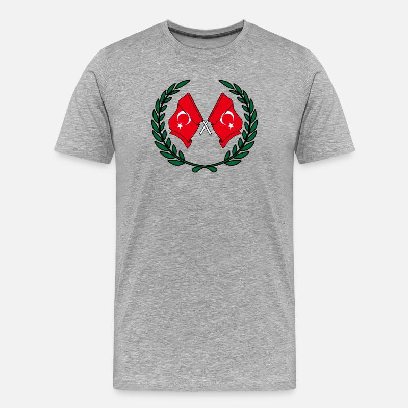 Truthahn im Lorbeerkranz - Männer Premium Bio T-Shirt - Grau meliert