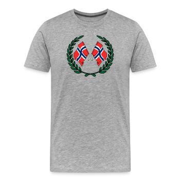 Drapeaux de la Norvège en couronne de laurier - T-shirt bio Premium Homme - gris chiné - Devant - Damien (186cm)
