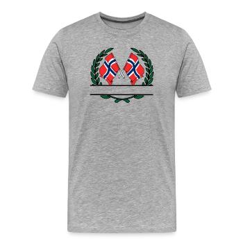 Drapeaux Norvège couronne de laurier bannière - T-shirt bio Premium Homme - gris chiné - Devant - Damien (186cm)