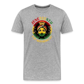 Juneteenth est mon jour d’indépendance - T-shirt bio Premium Homme - gris chiné - Devant - Damien (186cm)