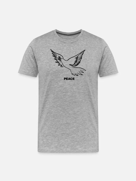 PEACE - Friedenstaube - Männer Premium Bio T-Shirt - Grau meliert