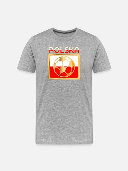 Fußball Polen - Männer Premium Bio T-Shirt - Grau meliert