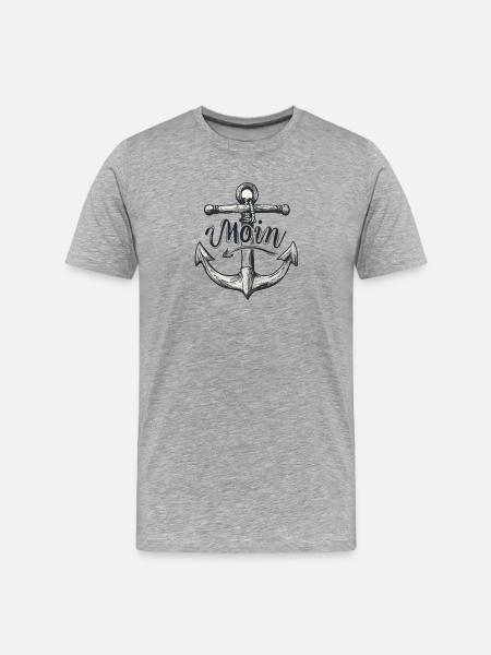 Anker Muttermotiv Nautischer Stil - Männer Premium Bio T-Shirt - Grau meliert