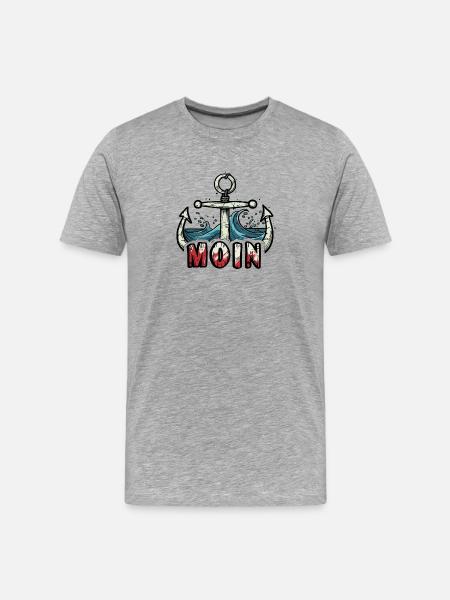 Ankerwellen MOIN Design - Männer Premium Bio T-Shirt - Grau meliert