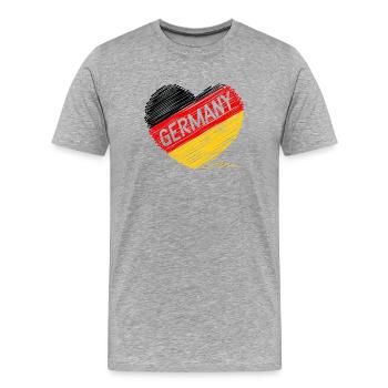 Deutschlandflagge, Liebe Deutschland, ein Symbol der Einheit - Männer Premium Bio T-Shirt - Grau meliert - Vorne - Damien (186cm)