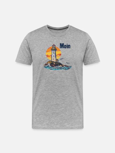 Lighthouse at the island sunset - Men's Premium Organic T-Shirt - heather grey