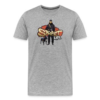 Vie de gangster dans la rue - T-shirt bio Premium Homme - gris chiné - Devant - Damien (186cm)